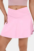 Solid Pocketed Crossover High Waist Swim Skort